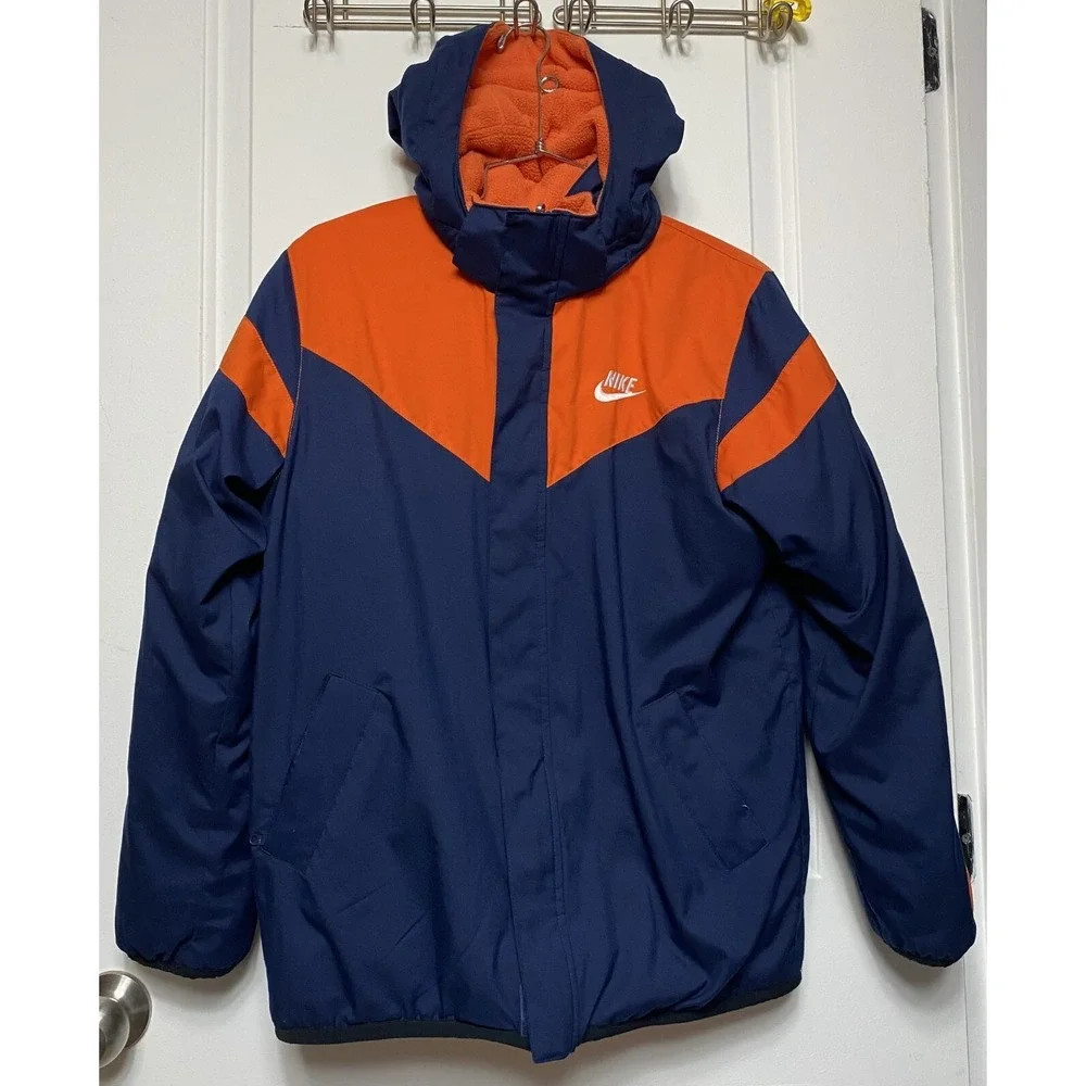 Nike Vintage Y2K Embroidered Logo Reversible Fleece Jacket Size L (14-16) Youth